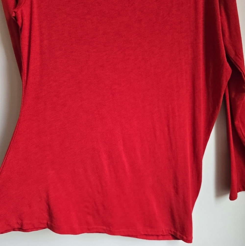 Banana Republic New Red Luxe Wool Blend Asymmetrical Draped Top Blouse SZ XL - Picture 5 of 12